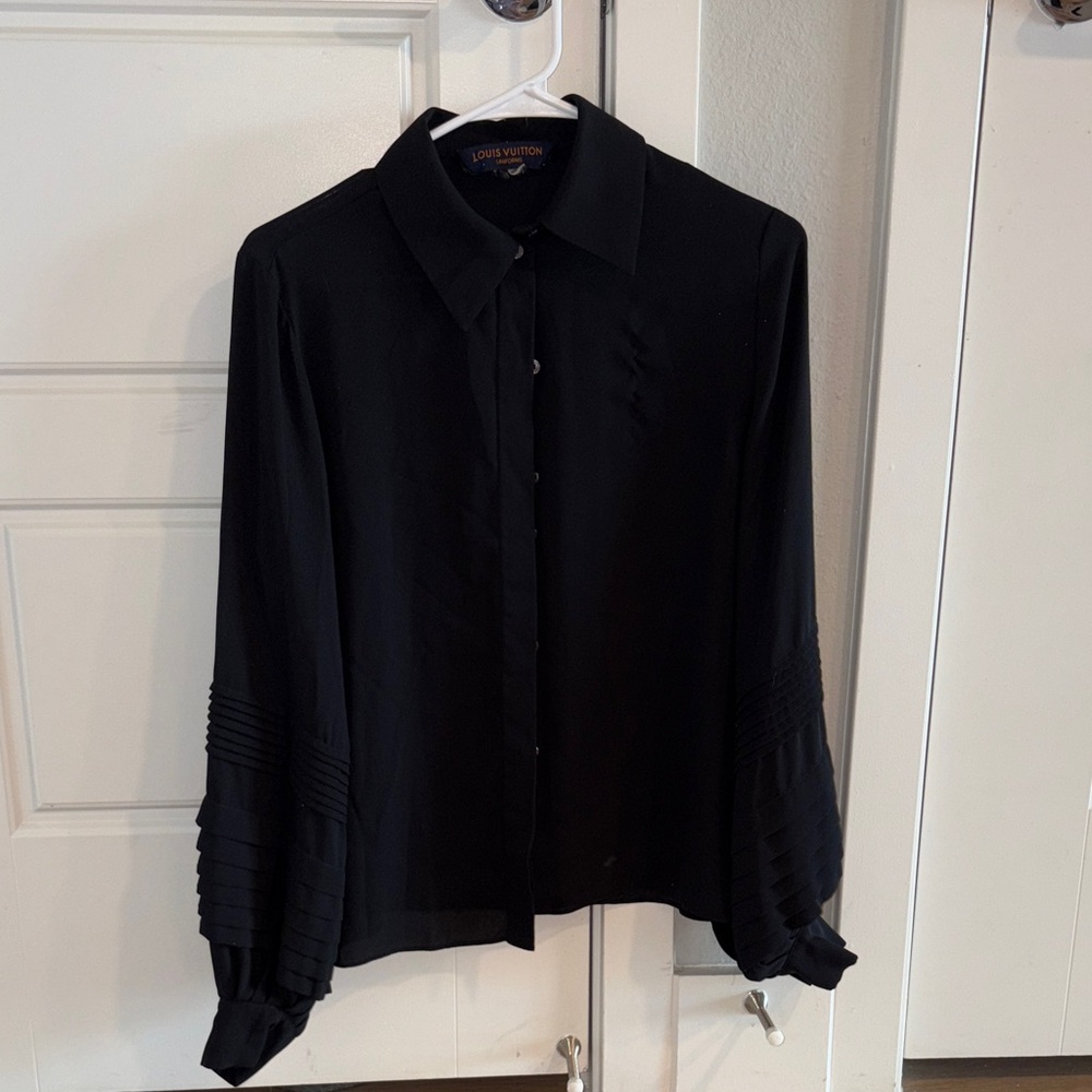 Louis Vuitton Black Pleated Sleeve Blouse